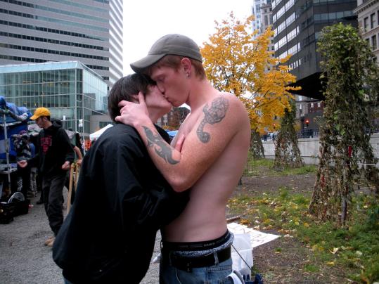Anya Karasik, 18, and Robert Stitham, 25, are one of many couples who started a romance at an Occupy encampment. A pair who met at Occupy Wall Street were married in Zuccotti Park in Manhattan.