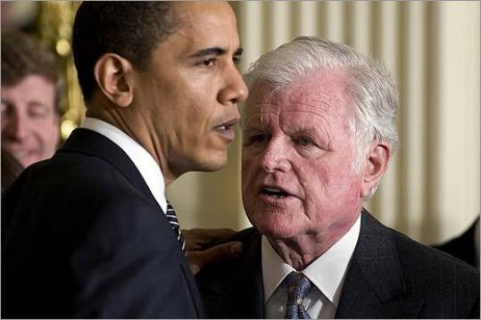 President Obama (left) and Senator Ted Kennedy