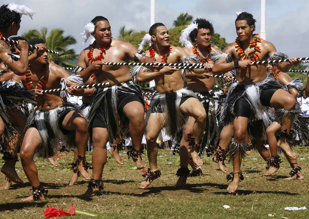 Tongan school children perform during Education Day for King George Tupou V 