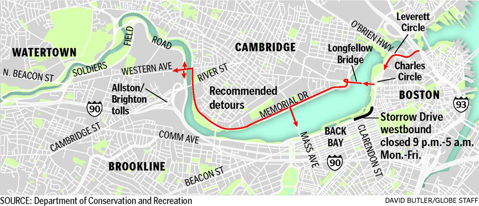 Detours set for Storrow Drive westbound - Boston.com