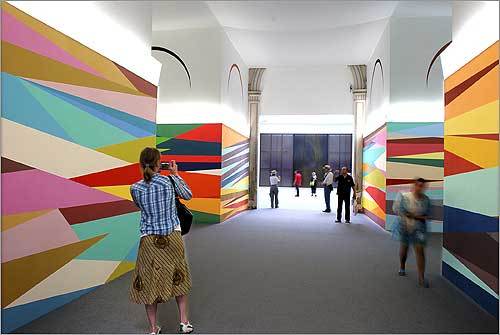 Visitors explored 'Paper Trail II: Passing Through Clouds' a 2007 exhibit featuring works by Odili Donald Odit.
