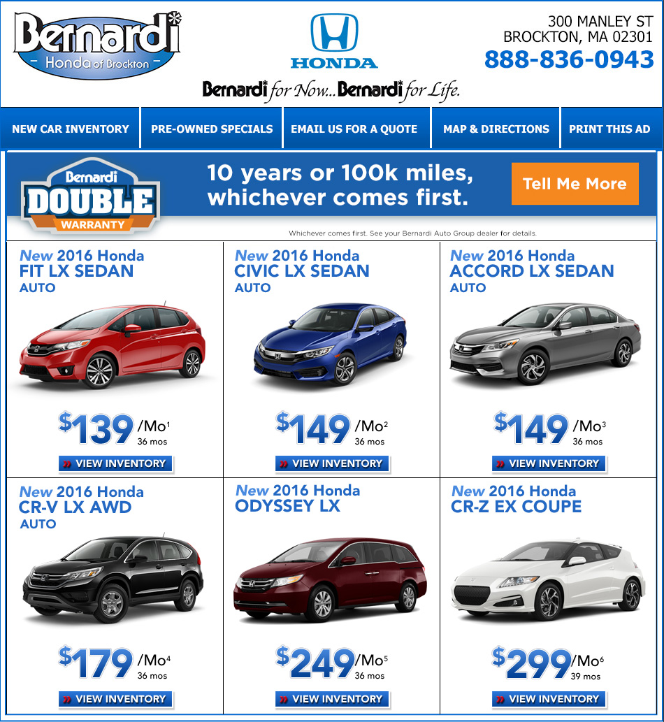 Massachusetts Honda Dealers Bernardi Honda of Brockton,Mass