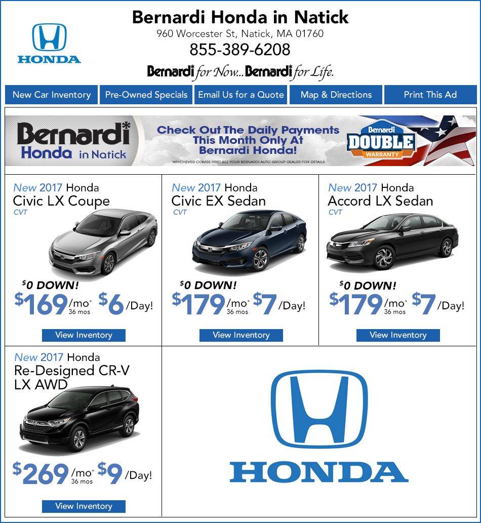 Massachusetts Honda Dealers Bernardi Honda of Natick,Mass