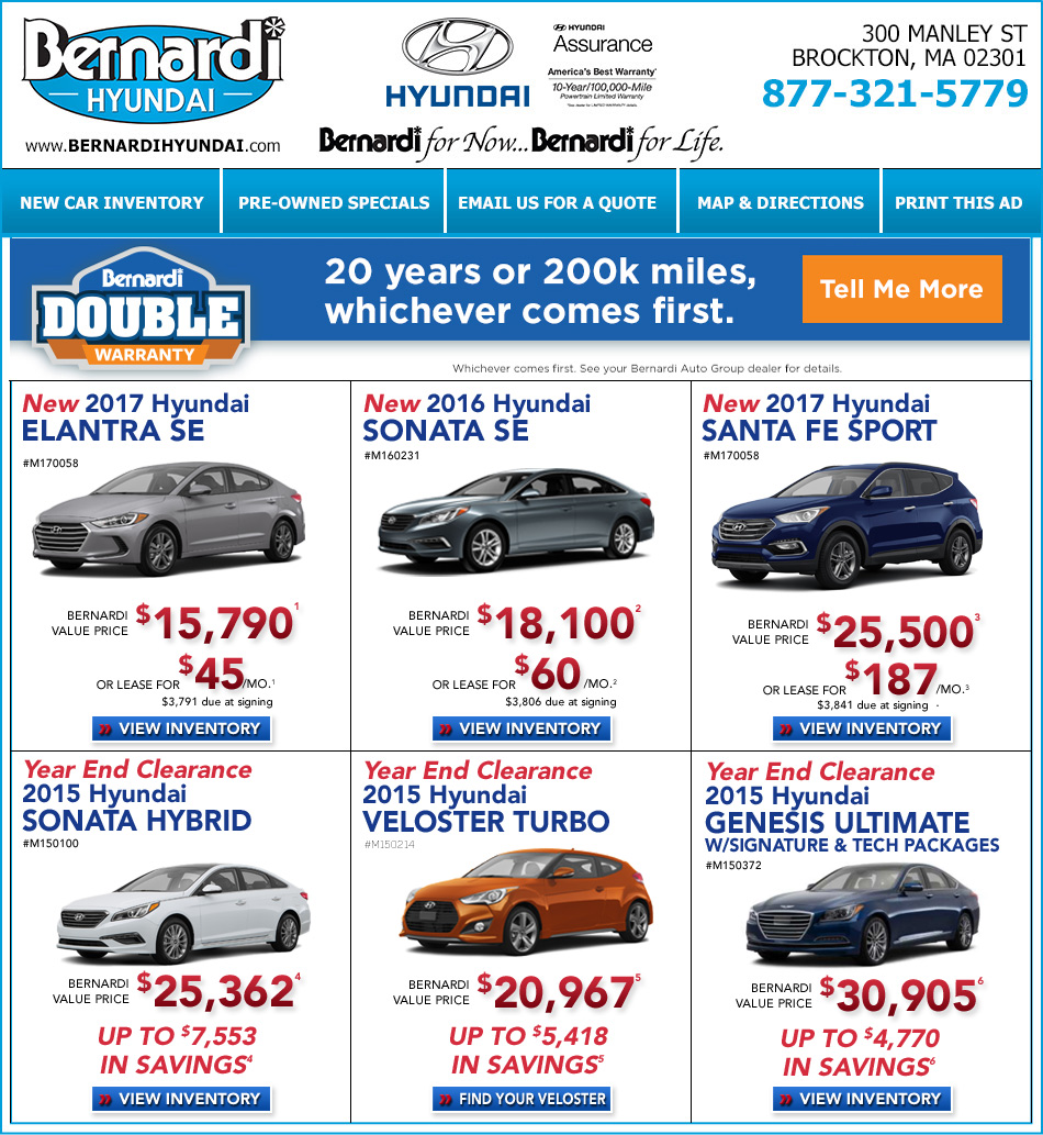 Shop Bernardi Hyundai of Brockton Online at Boston.com!