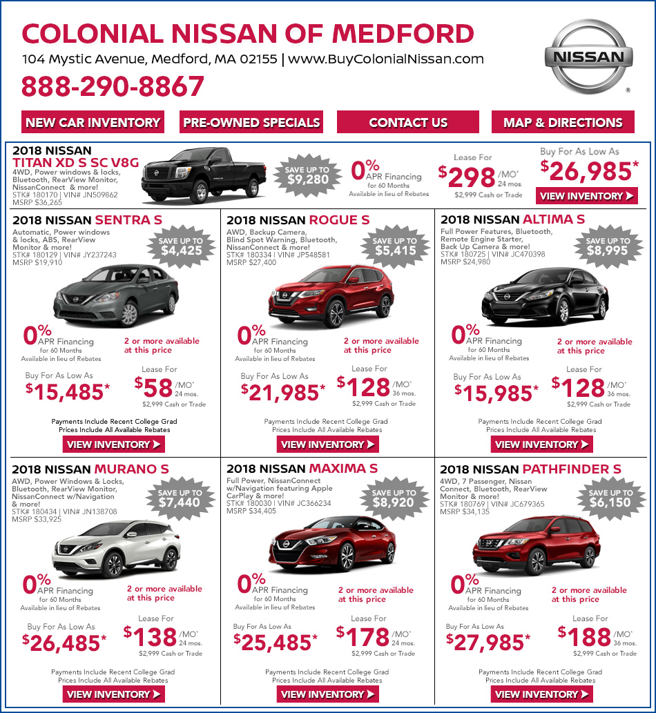 New Car Specials from Colonial Nissan | Boston.com