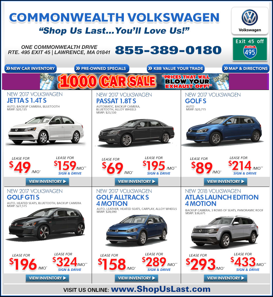 MA VW Dealers Commonwealth VW Lawrence, MA Volkswagen Deals