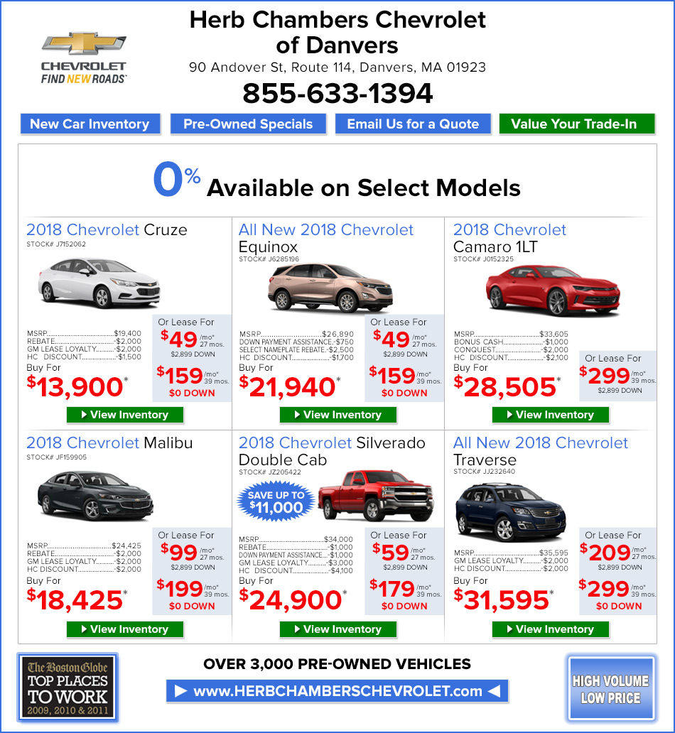 New Car and Truck Specials Herb Chambers Chevrolet