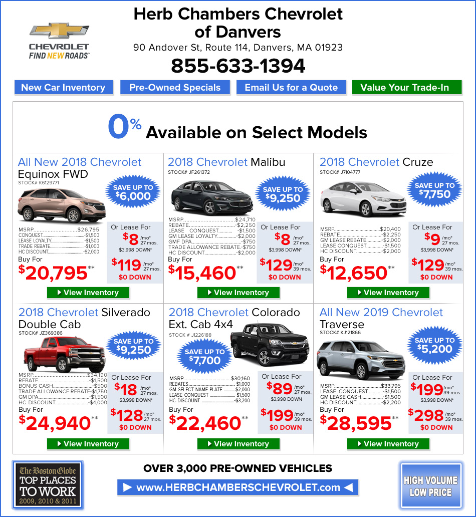 New Car and Truck Specials Herb Chambers Chevrolet