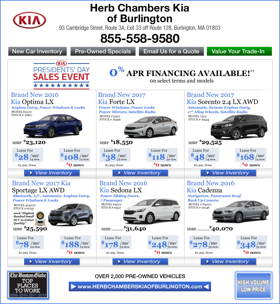 Herb Chambers Kia Of Burlington Boston Kia Dealers