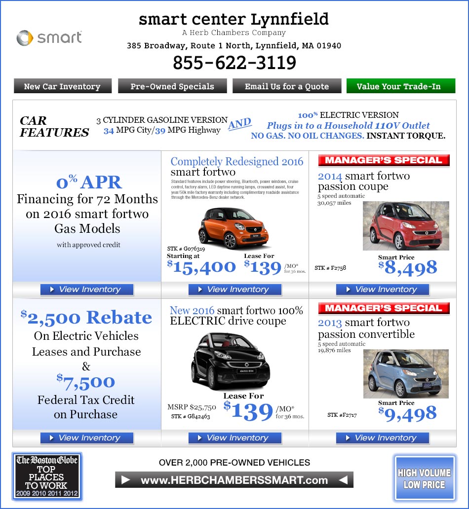 smart center Lynnfield, A Herb Chambers Company smart car Dealers Boston