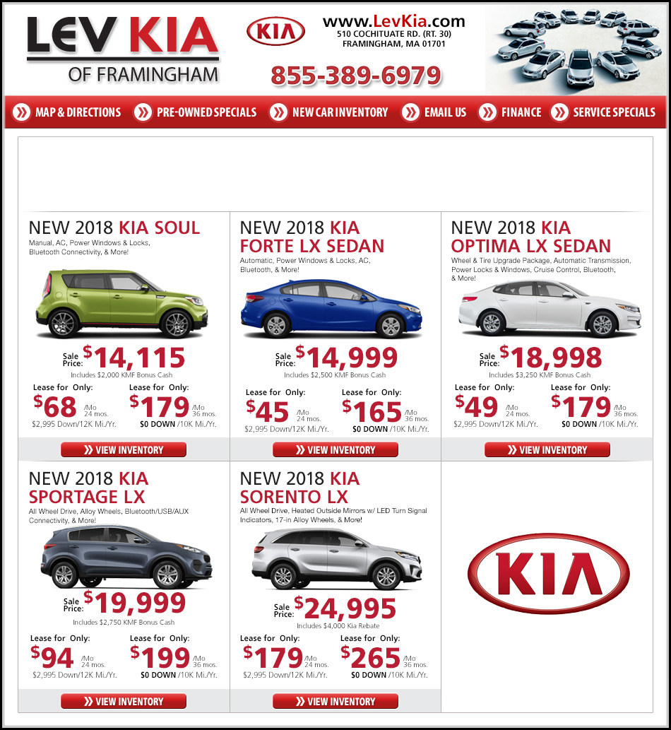 New KIA Lease/Buy Lev KIA in Framingham, MA on