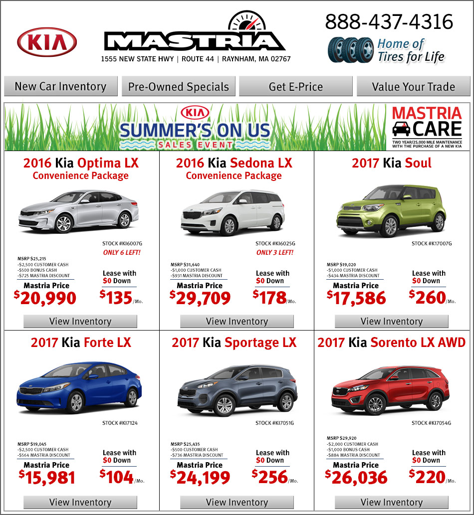 Shop Mastria Kia Dealer New Car Offers Online!