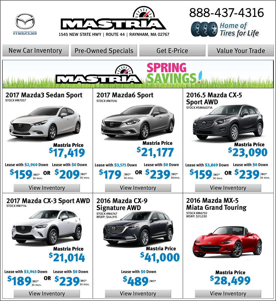 Shop Mastria Mazda Dealer New Car Offers Online!