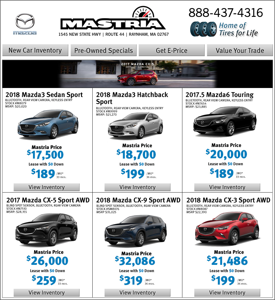 Shop Mastria Mazda Dealer New Car Offers Online!