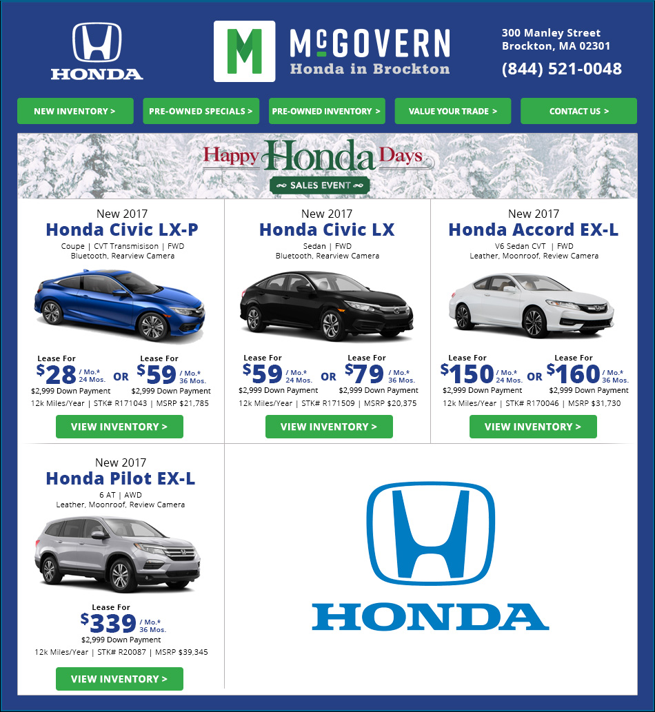 Massachusetts Honda Dealers McGovern Honda of Brockton,Mass