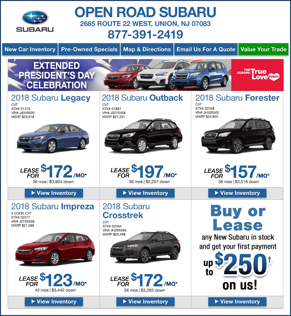 Open Road Subaru Union New Jersey Subaru Dealers