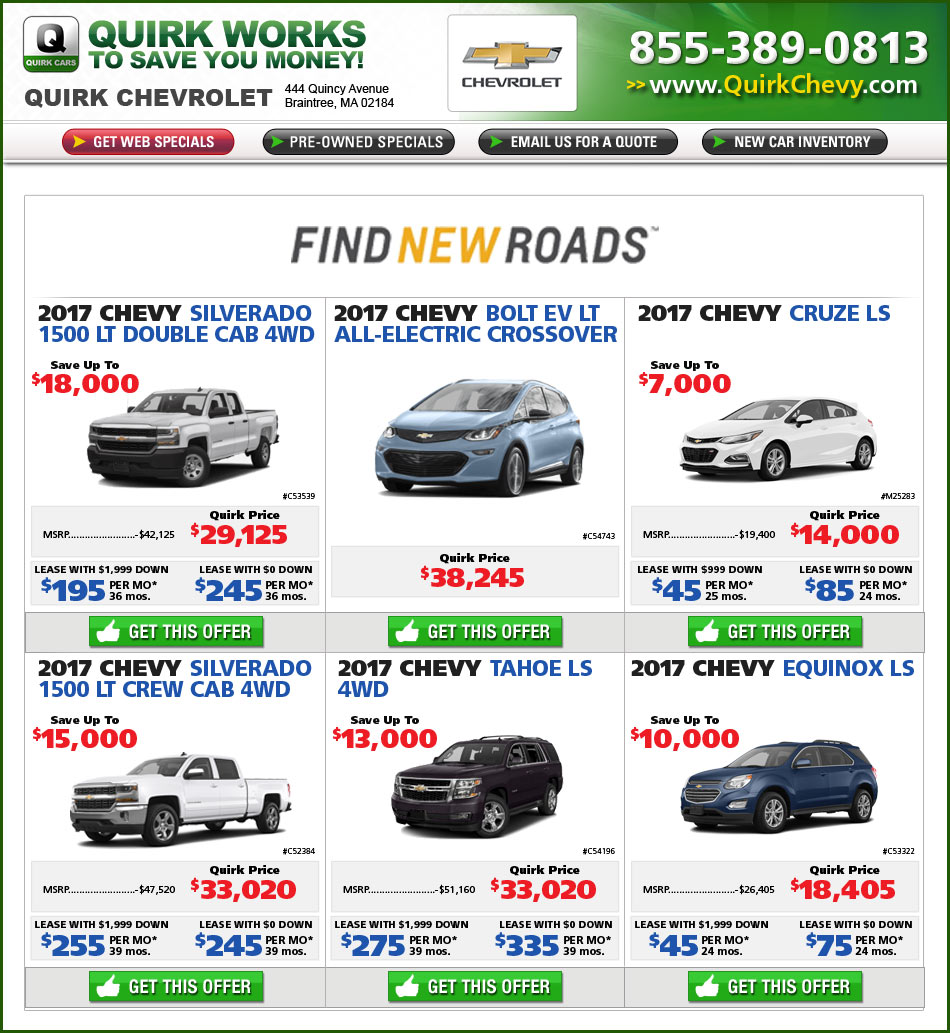 Shop Quirk Chevrolet Braintree New Car Deals Latest Pricing.