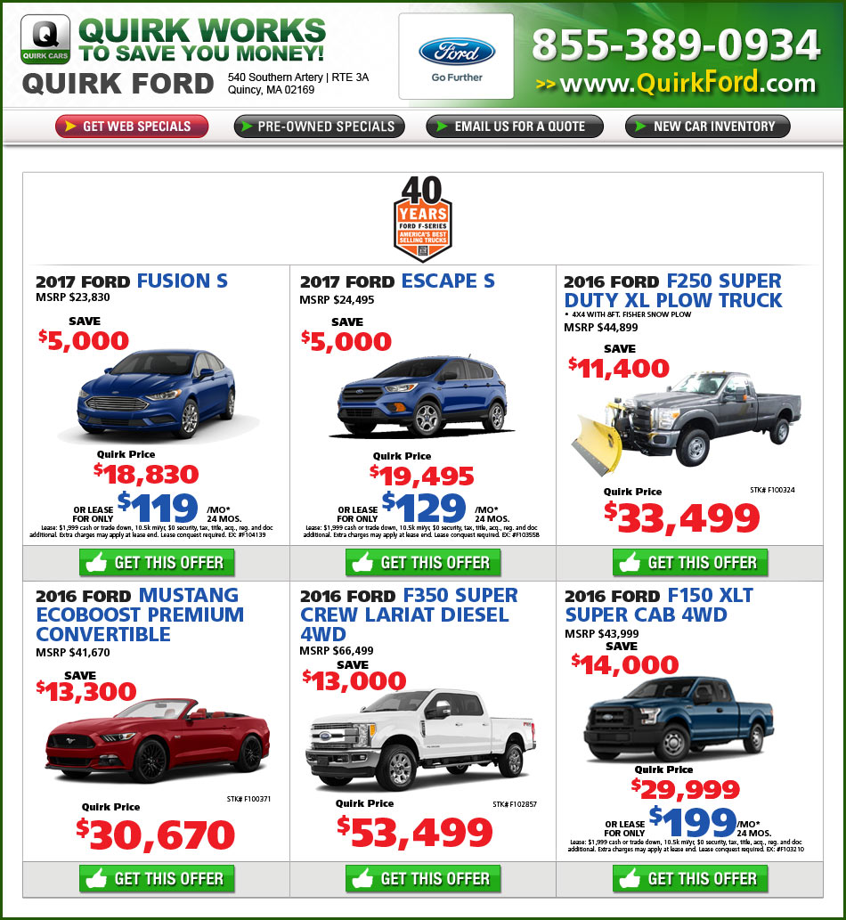 Shop Quirk Ford Specials Online at