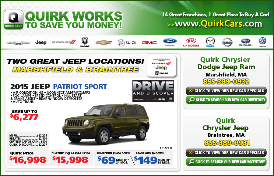 Quirk Jeep Two Great Locations Marshfield, MA & Braintree, MA