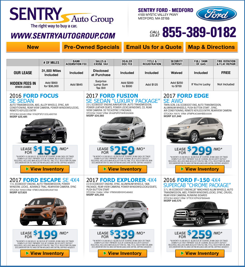 Ford lease deals Sentry Ford in Medford