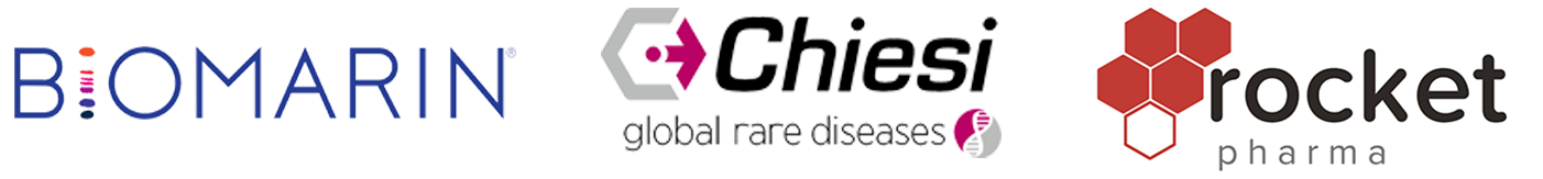 Biomarin, Chiesi and Rocket Pharma logos