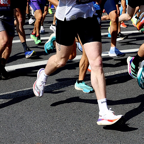 The starting area of the 130th Boston Marathon at Hopkinton.