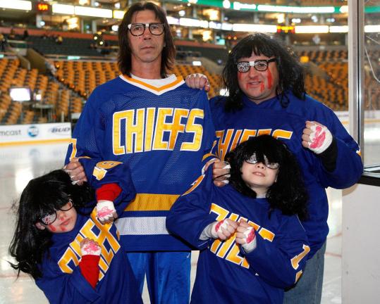 Jeff Carlson, Steve Carlson & David Hanson Signed Slap Shot Charlestown  Chiefs Logo Hockey Puck (Schwartz COA)